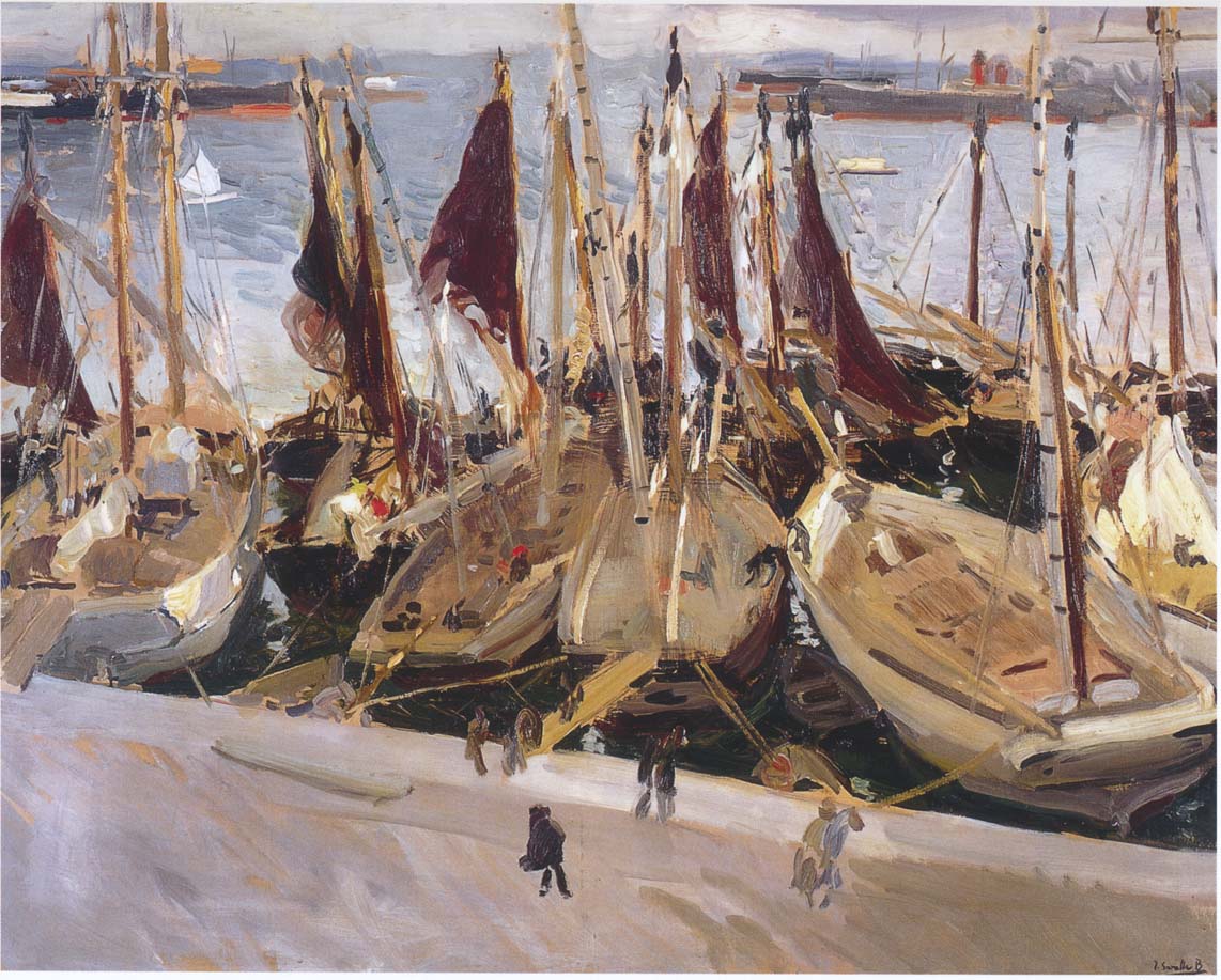 Valencia boote im hafen valencia von Joaquin Sorolla 1904